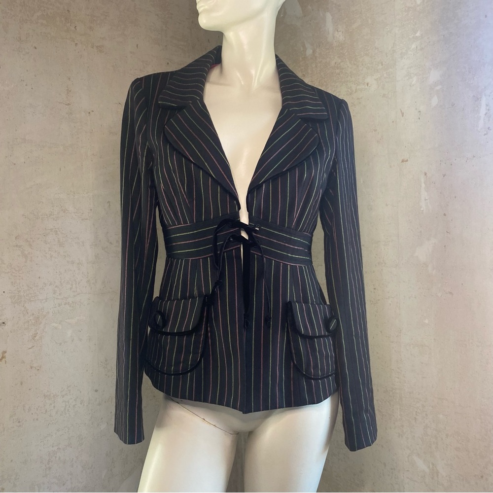 Nanette Lepore Black Pinstripe Blazer